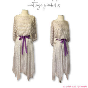 NWT VTG Gimbels Blouson Sheer Lined Floral Dress